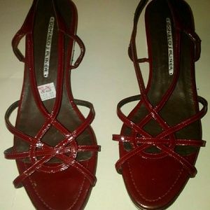 New Donald Pliner Sz: 8 Red Strappy Leather Wedges